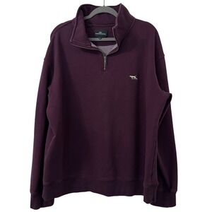 Rodd & Gunn Mens 2XL Maroon Burgundy Cotton Blend Fleece Quarter Zip Pullover